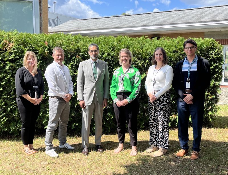 Photo of leaders and staff from the Espanola Regional Hospital & Health Centre along with Medical Officer of Health, Dr. Hirji, and Associate Medical Officer of Health, Dr. Groot.