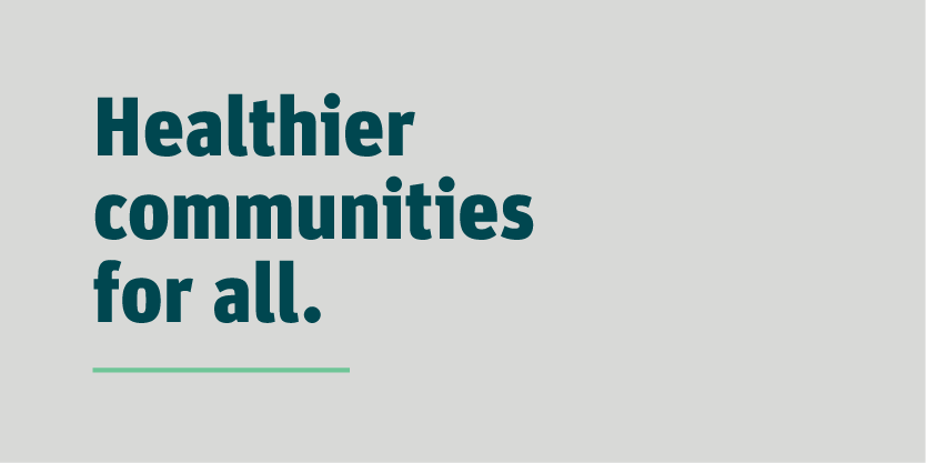 High contrast example of FF Unit Black in PMS 316 with the agency mission: "Healthier communities for all."