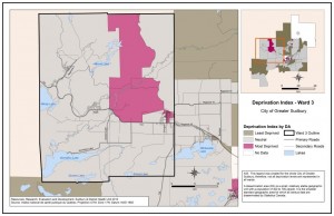 This map shows the deprivation index by census Dissemination Area in Ward 3. For a detailed description please contact