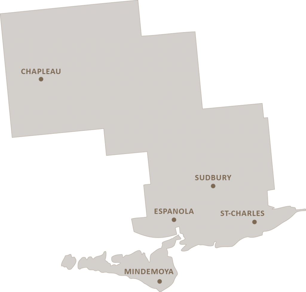 Carte du secteur du Service de santé publique de Sudbury et du district