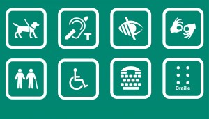 Illustration avec des symboles d'accommodement pour les personnes handicapées