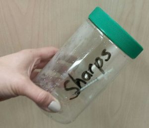 Tightly seal the lid and label your container as "sharps".