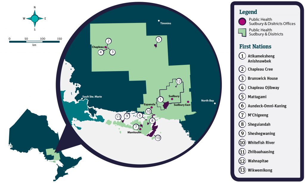 A map or the First Nations in the Sudbury & Districts area.