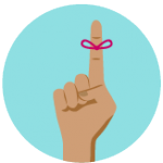 Reminder icon, ribbon tied around a finger.