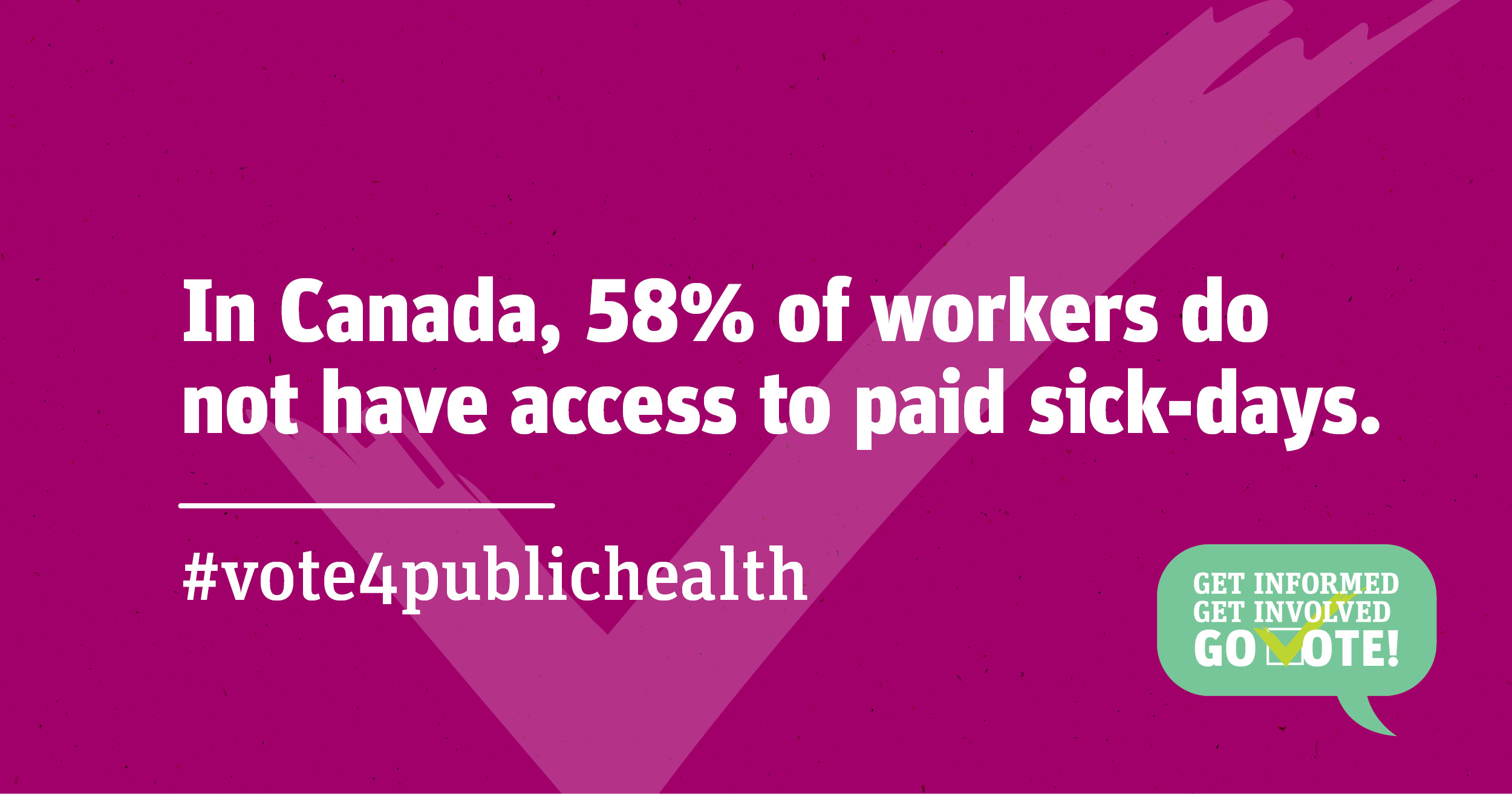 In Canada, 58% of workers do not have access to paid sick-days.